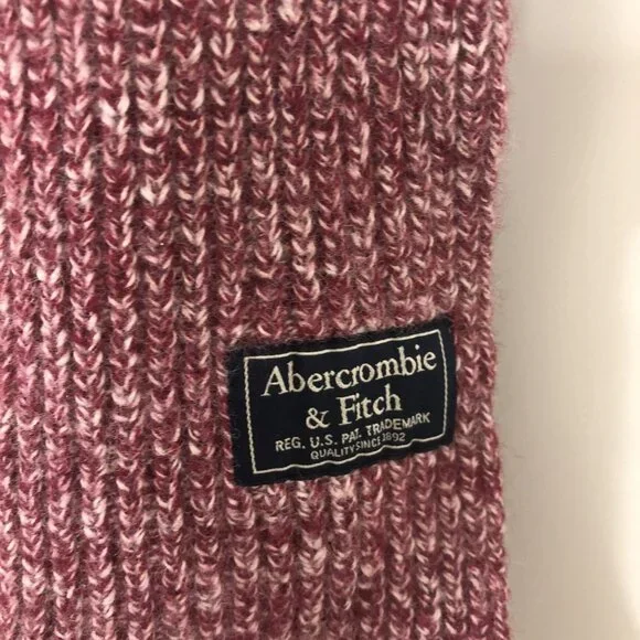 Abercrombie & Fitch Marled Burgundy Wool Blend Winter Scarf - Picture 2 of 7